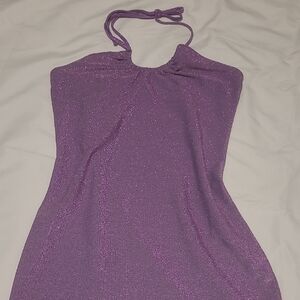 Purple Halter Neck Dress